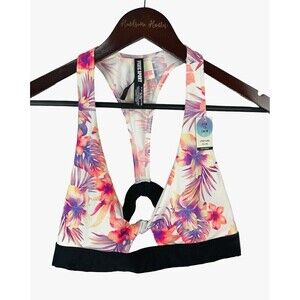 New Victorias Secret Women XL Pink Gym To Swim Twist Tropical Floral Sports Bra